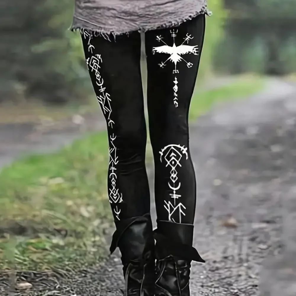 MISSLOOK Black and White Graphic Leggings